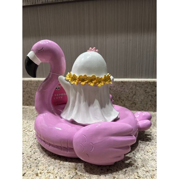 Here Lies Summer Ghost Flamingo Pool Float Halloween SUMMERWEEN Spooky Decor - Picture 2 of 3